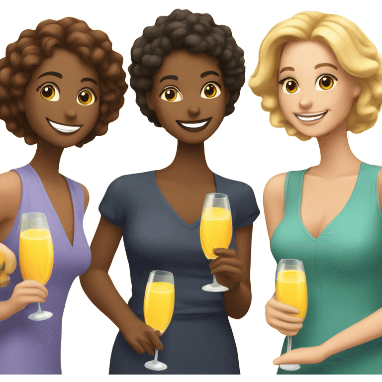 Three pretty girls drinking mimosas  emoji