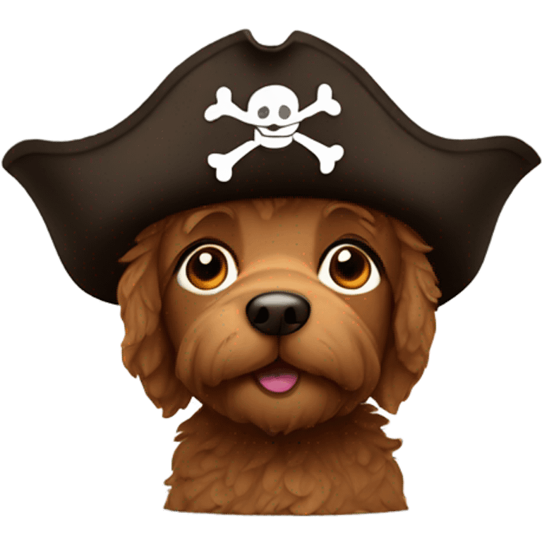 A brown doodle wearing a pirate hat emoji