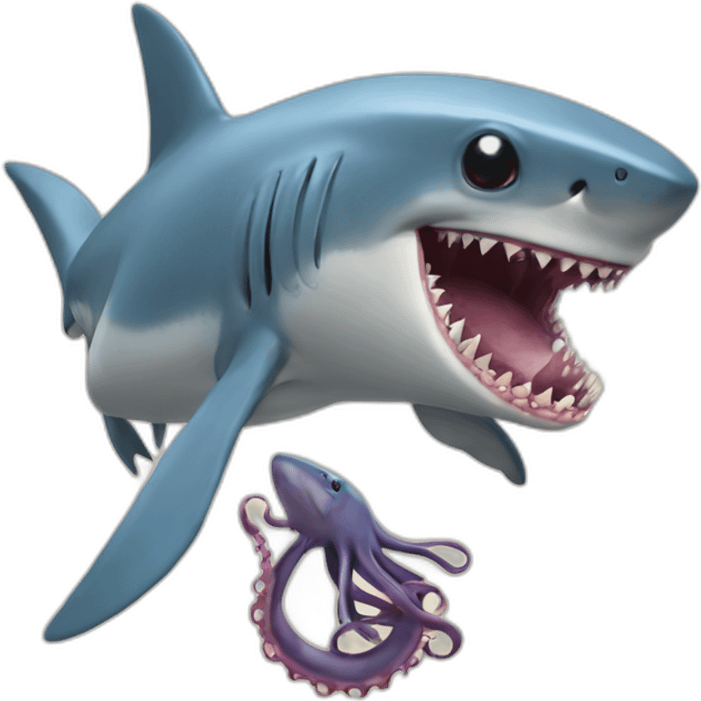 Shark attacks octopus emoji