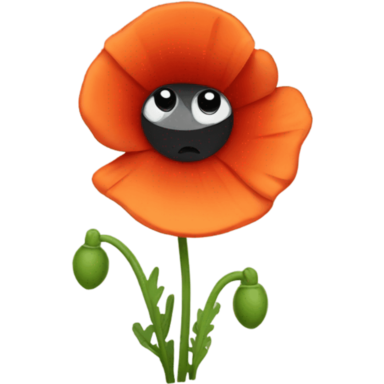 Cute cartoon poppy flower emoji