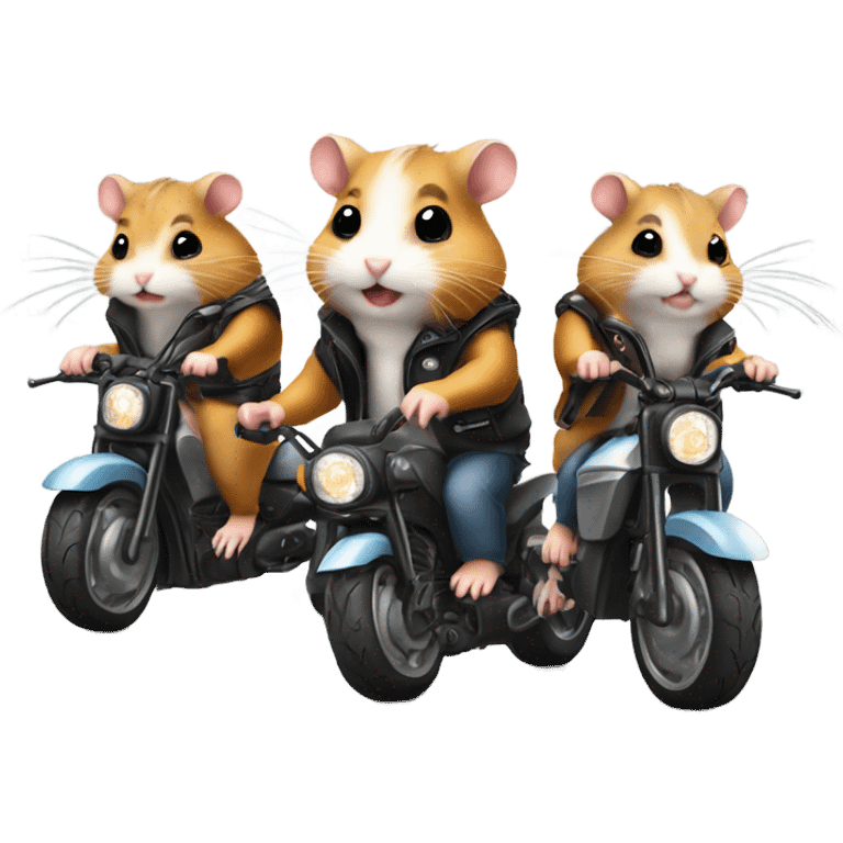 hamsters bikers on road driving motorbikes  emoji