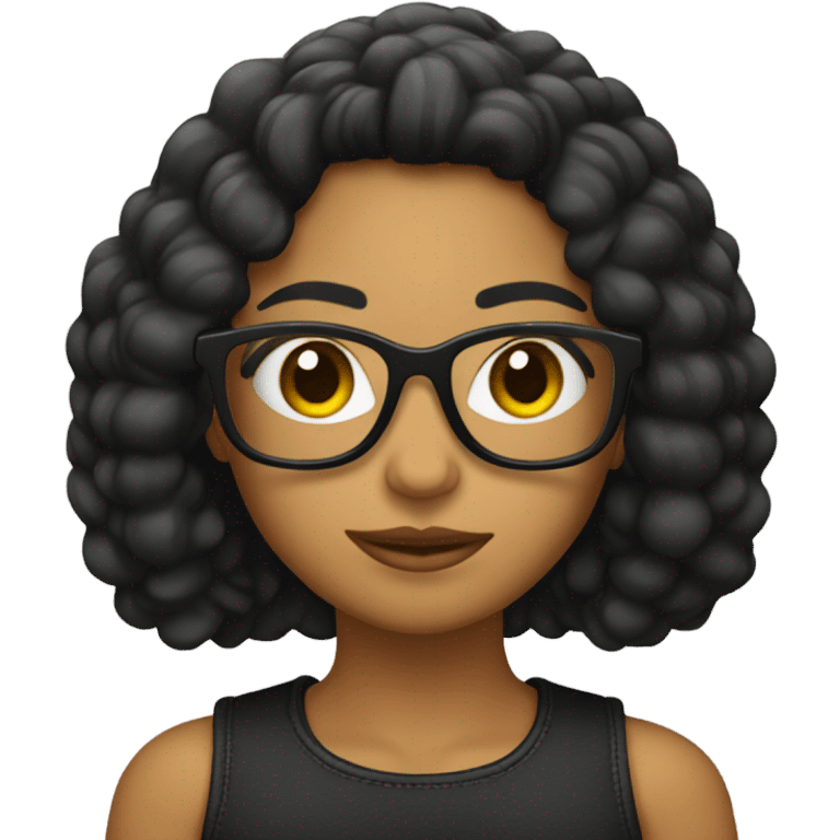 Chica de lentes pelo corto negro emoji