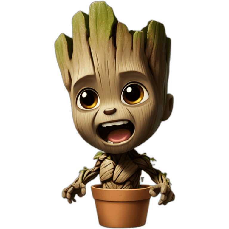 Baby groot yelling mad emoji