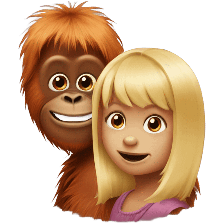 Orangutan with a blonde little girl emoji