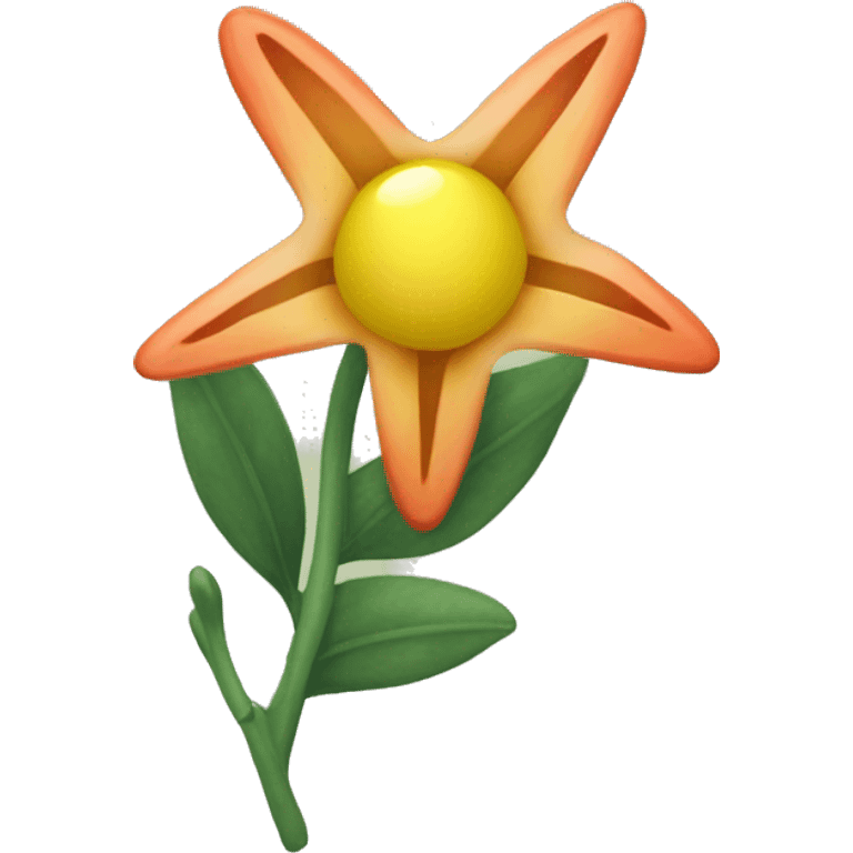 Create an emoji of a small, star-shaped flower with a greenish-yellow color. Inside the flower, include a small, round, reddish-orange berry. emoji