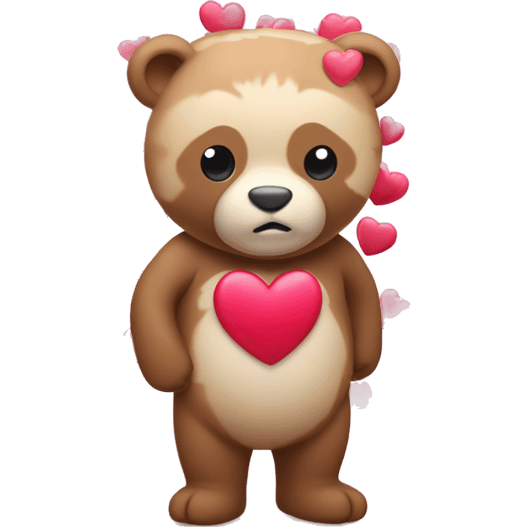 Oso con corazones rosas  emoji