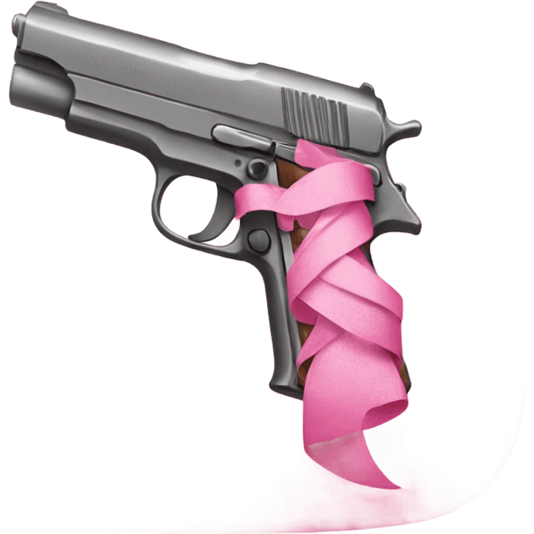 pink pistol with a pink ribbon emoji