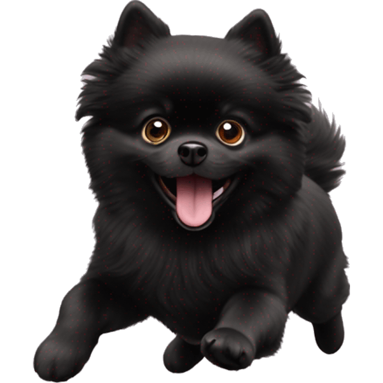 Black pomeranian jump emoji