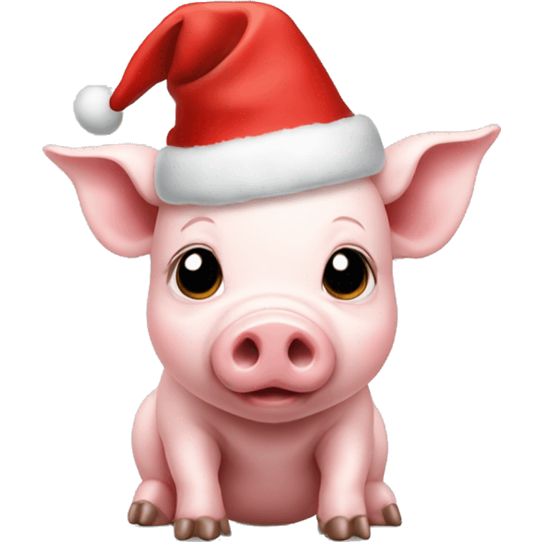 baby pig with christmas hat on  emoji