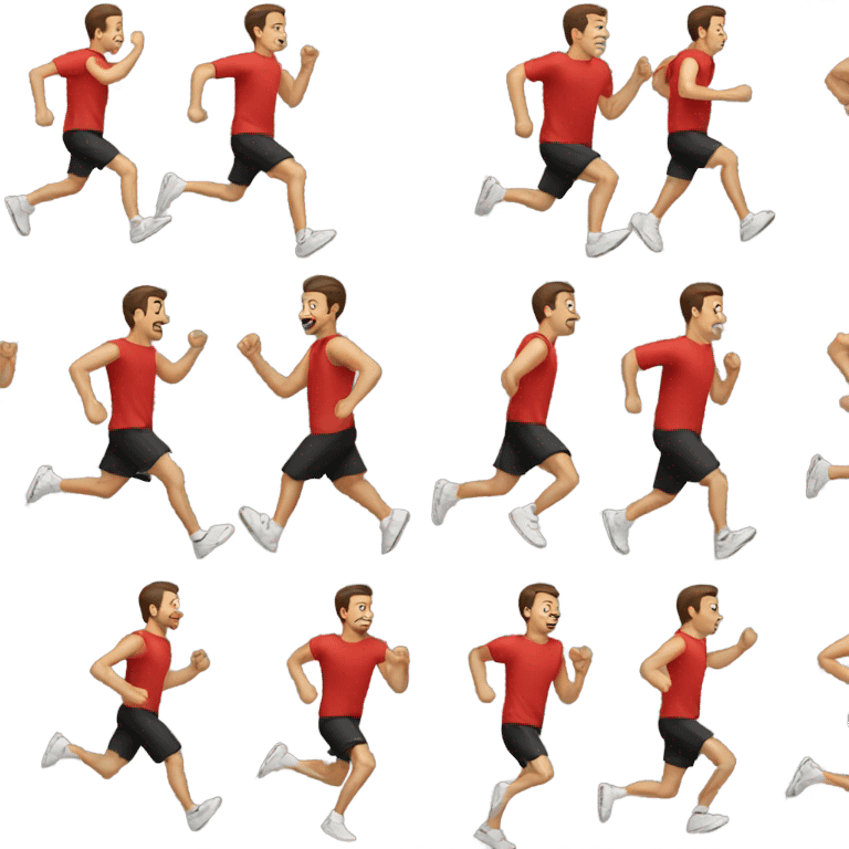 Man running red top black shorts  emoji