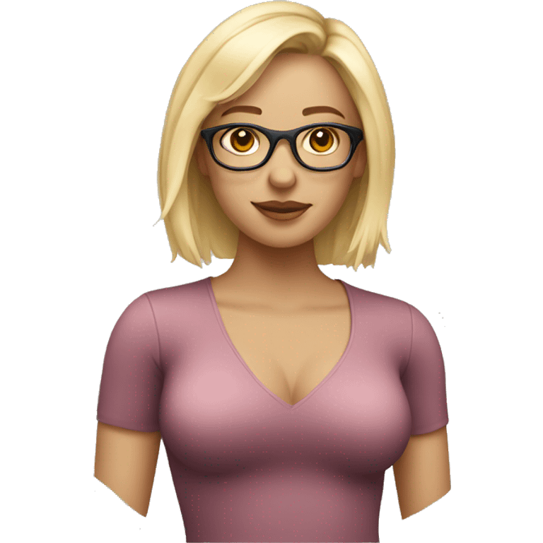 Girl blonde hair with bodysuit and glasses emoji