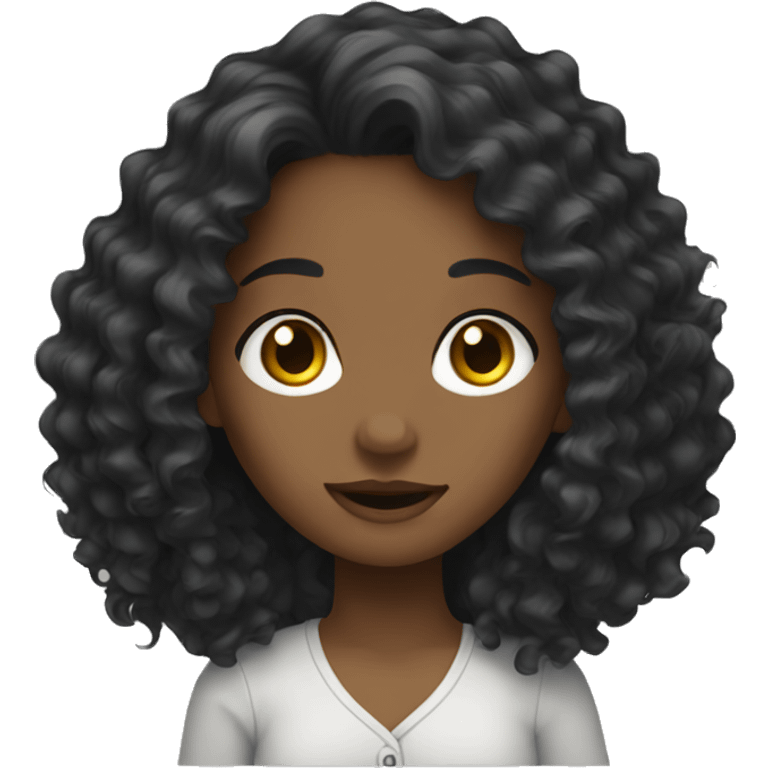 girl long dark curly hair emoji