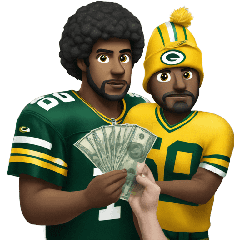 Sad packer fan handing over money to casino emoji