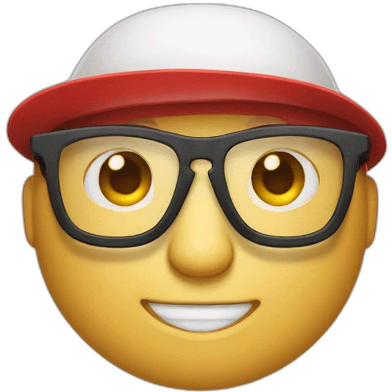 man with glasses and red hat with a white M in the hat emoji