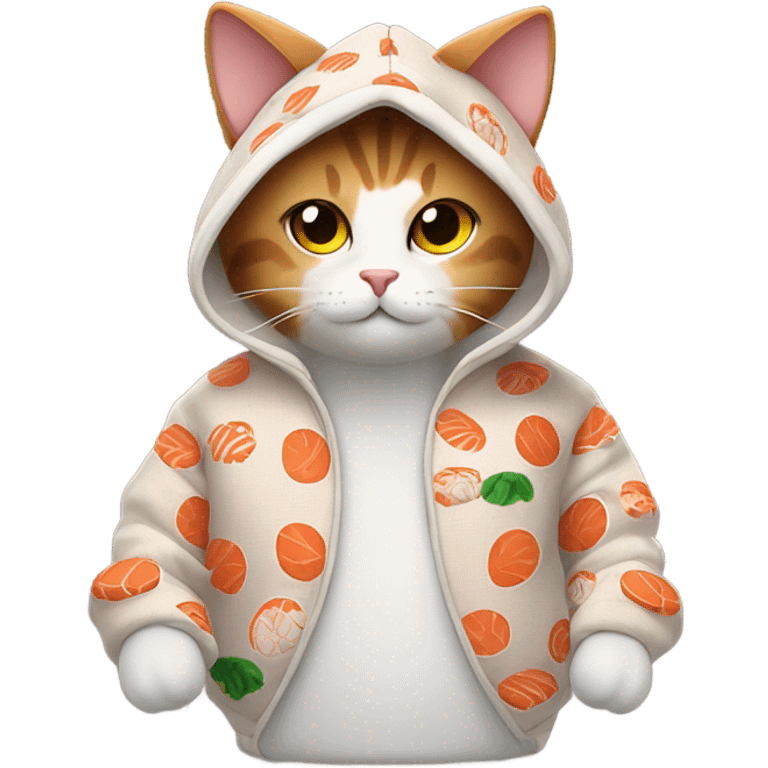 Cat wearing a sushi hoodie  emoji