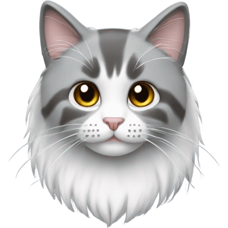 gato gris y blanco peludo emoji