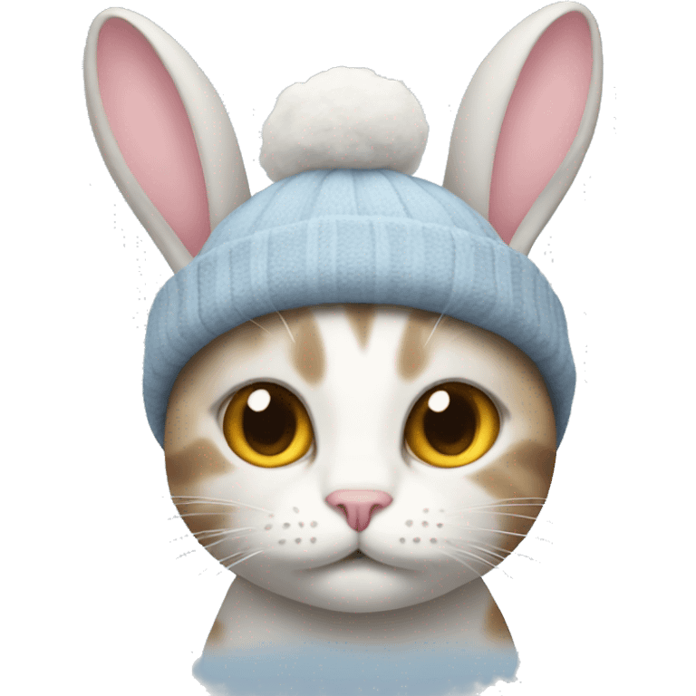 Cat wearing a bunny hat emoji