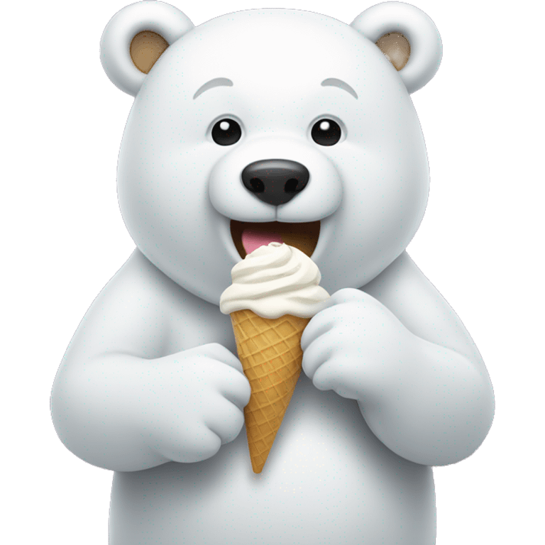 white bear eating ice cream emoji