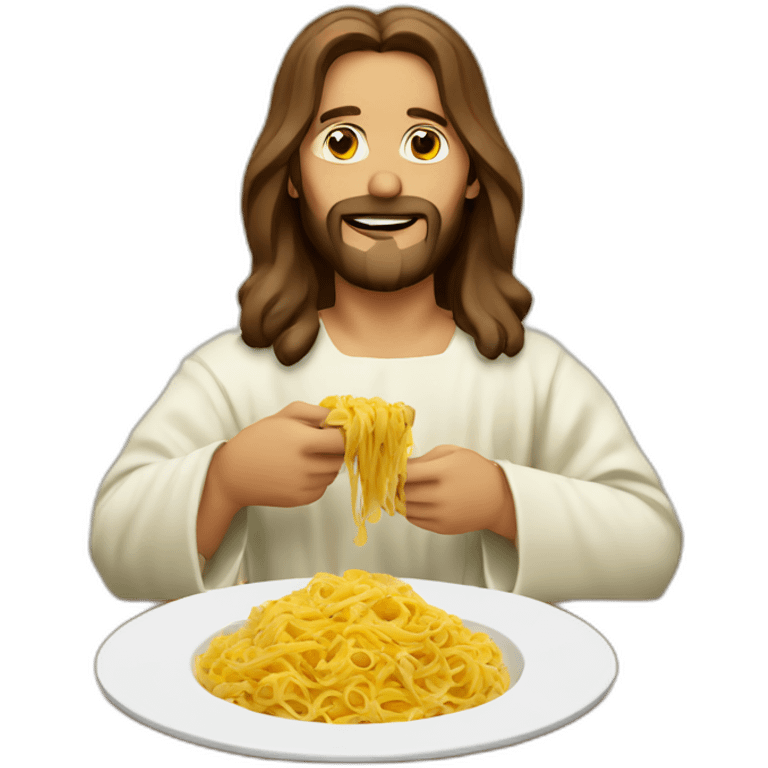 Jesus Christ eating pasta emoji