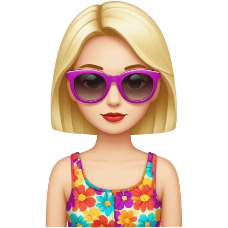 Biene trägt Sonnenbrille und buntes Kleid  emoji