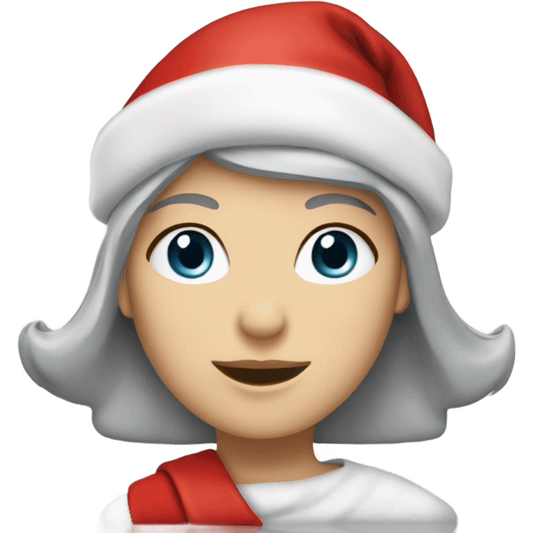 silver short haired caucasian woman wearing a Santa cap emoji