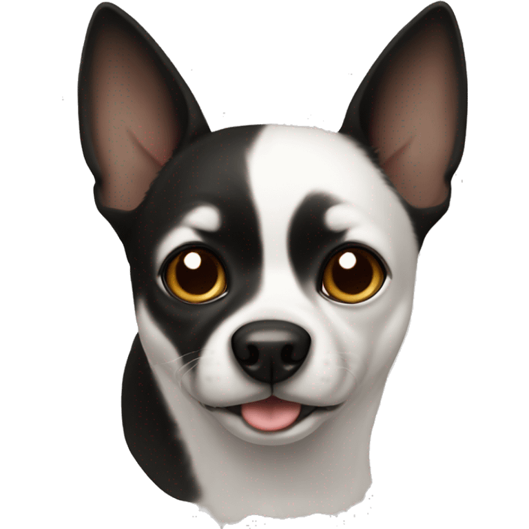 Black hihuahua with brown eyes and white nose and toes  emoji