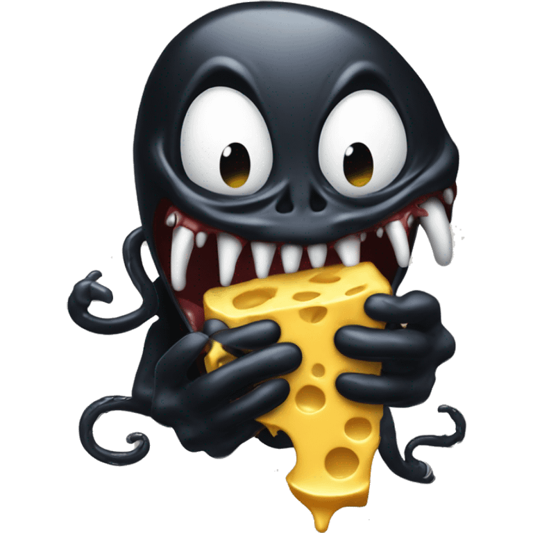 Venom with gold and drippy cheese in his hands emoji