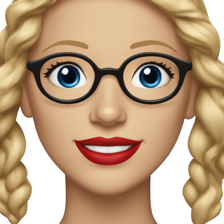 Blake lively blue eyes and black glasses with red lips smiling wearing santa hat emoji