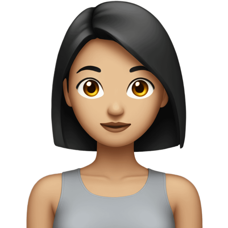 Tan Asian girl with short black straight hair emoji