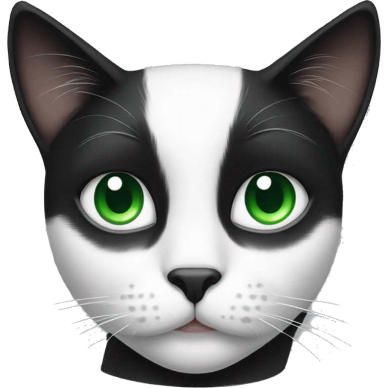 Black and white cat with green eyes  emoji