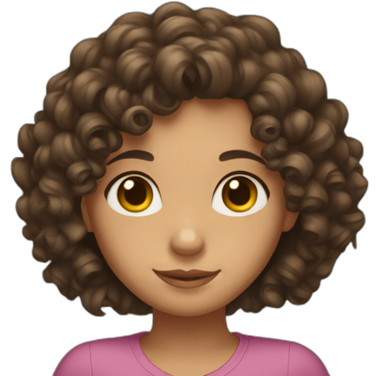 curly brunette girl with a puzzle emoji