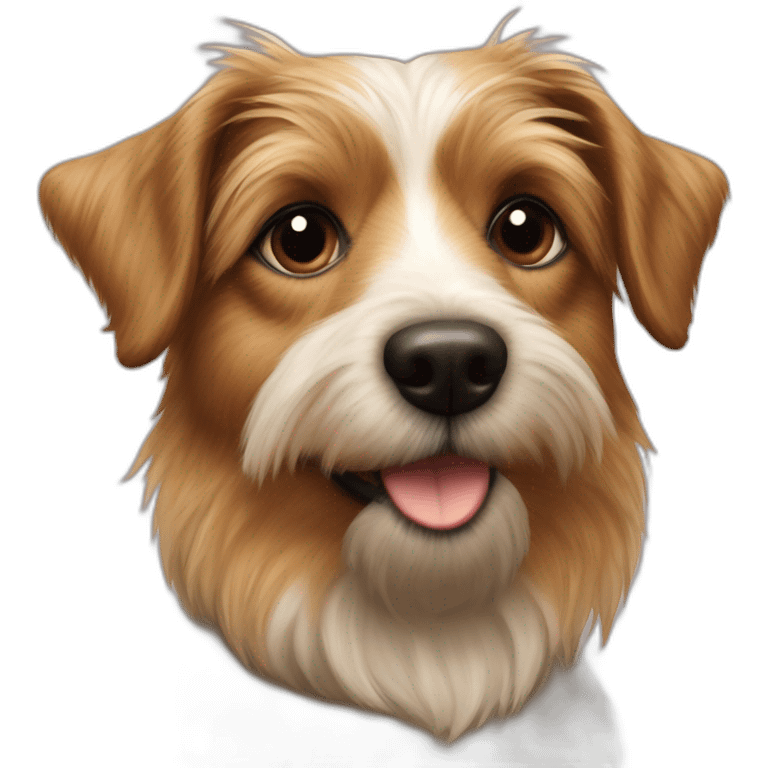 jack Russell cross apoloso cross Yorkshire terrier - long hair light brown all over - fat dog emoji