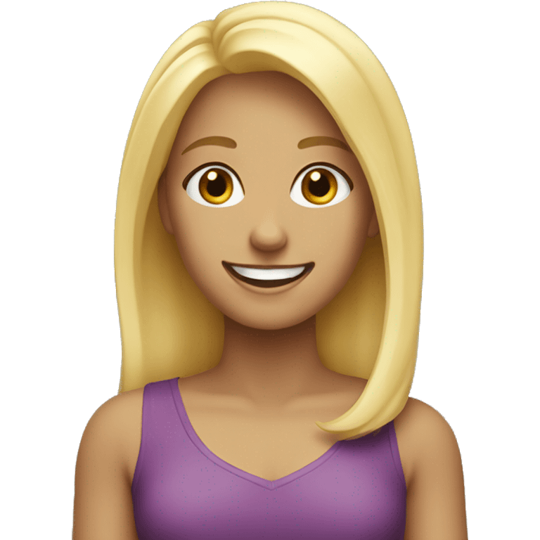 blonde girl with a smile emoji