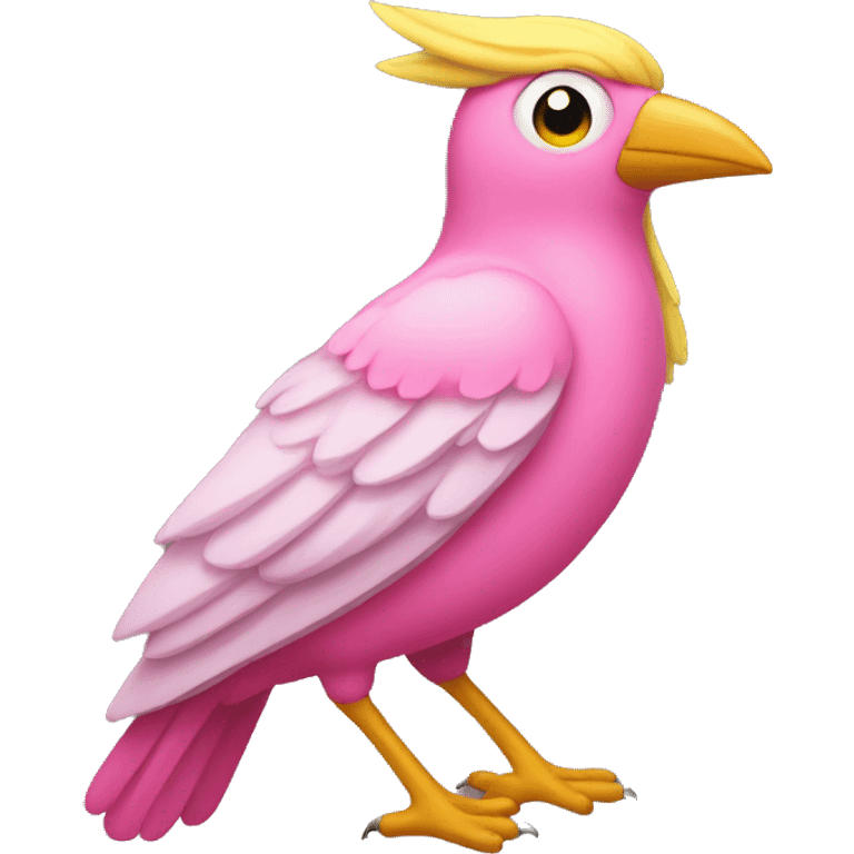 pink bird mom with a yellow beak and wings emoji