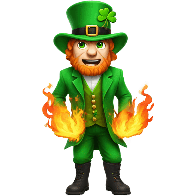 Leprechaun on fire emoji