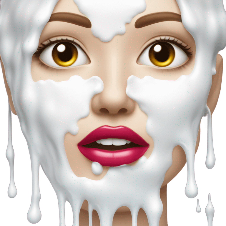 Lipstick Face covered in milk liquid emoji