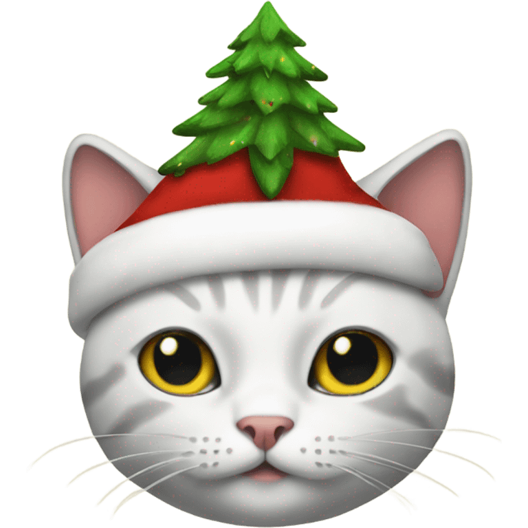 Cat under a Christmas tree emoji