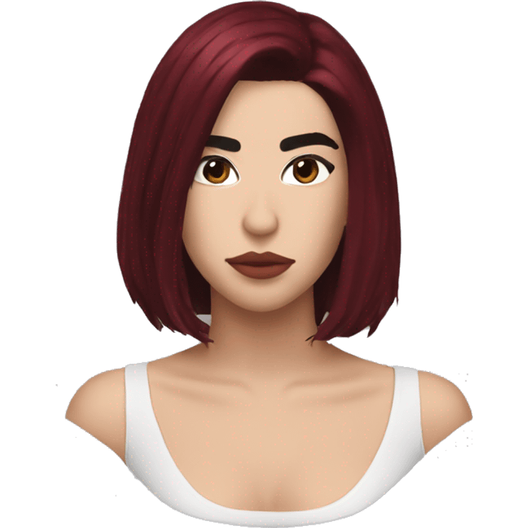 Dua Lipa with dark red hair emoji