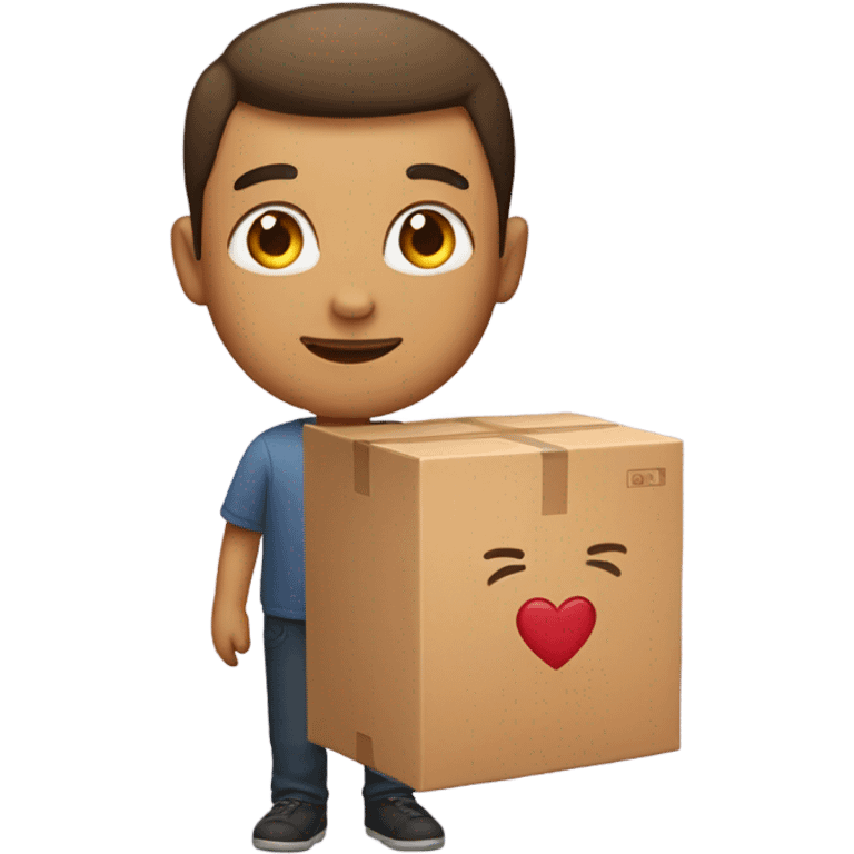 Person with a large box of love emoji