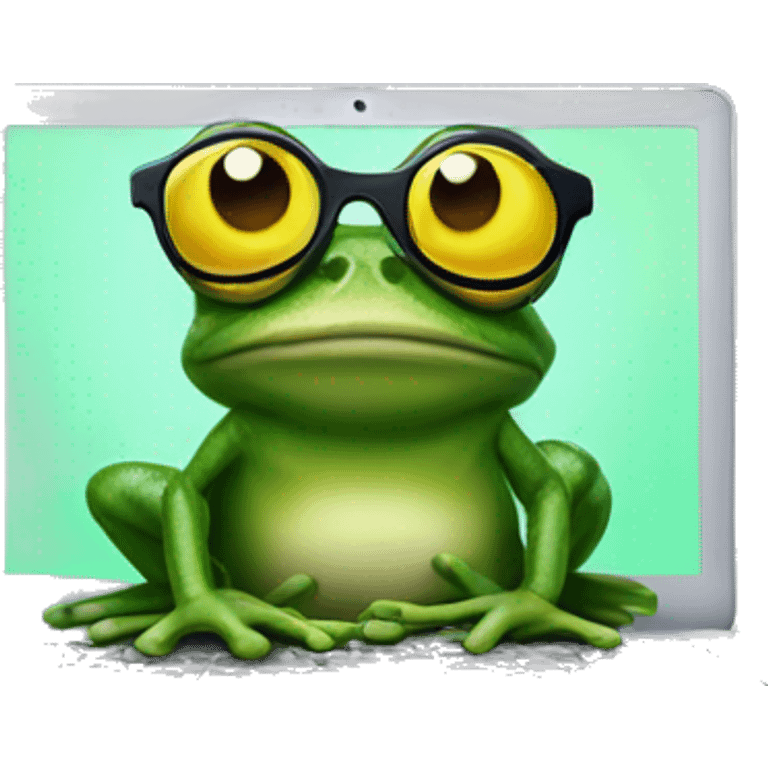 frog with sunglasses coding on a laptop emoji