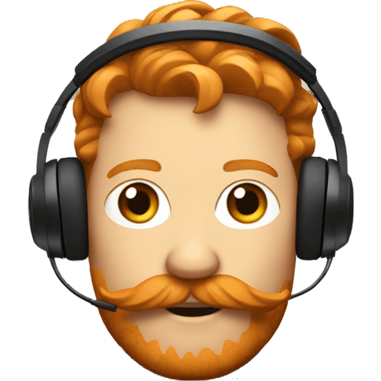 ginger with mustache and Sony over ear headphones emoji