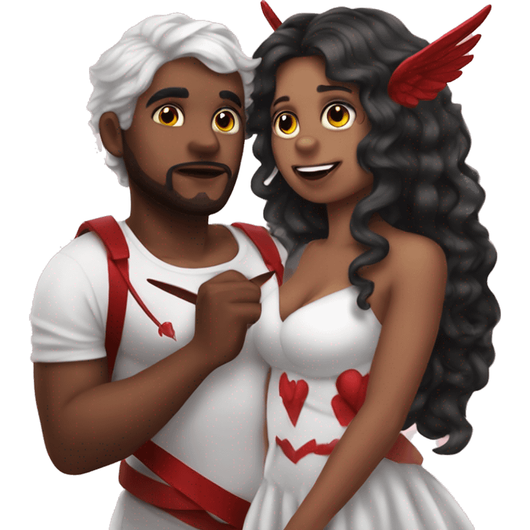 Me and my bf dress as cupid and victim  emoji