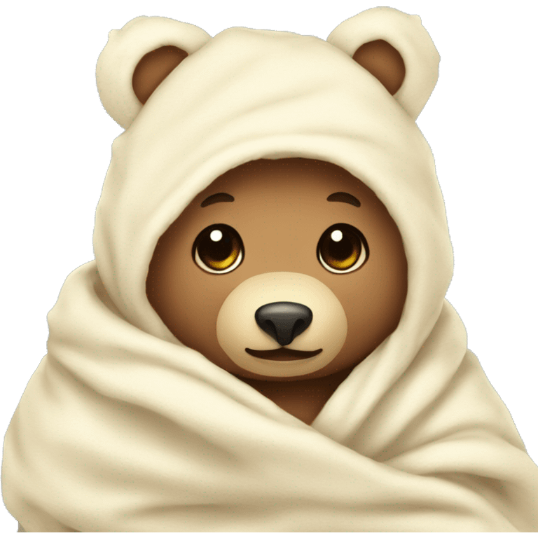  cute teddy bear cozy in vanilla blanket emoji