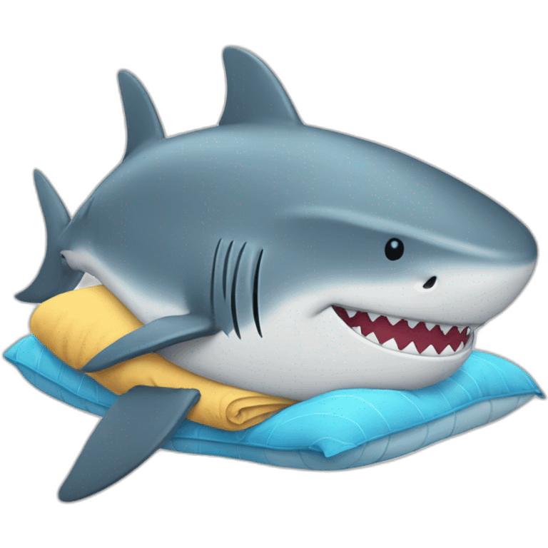 Shark who is sleeping with a plush emoji