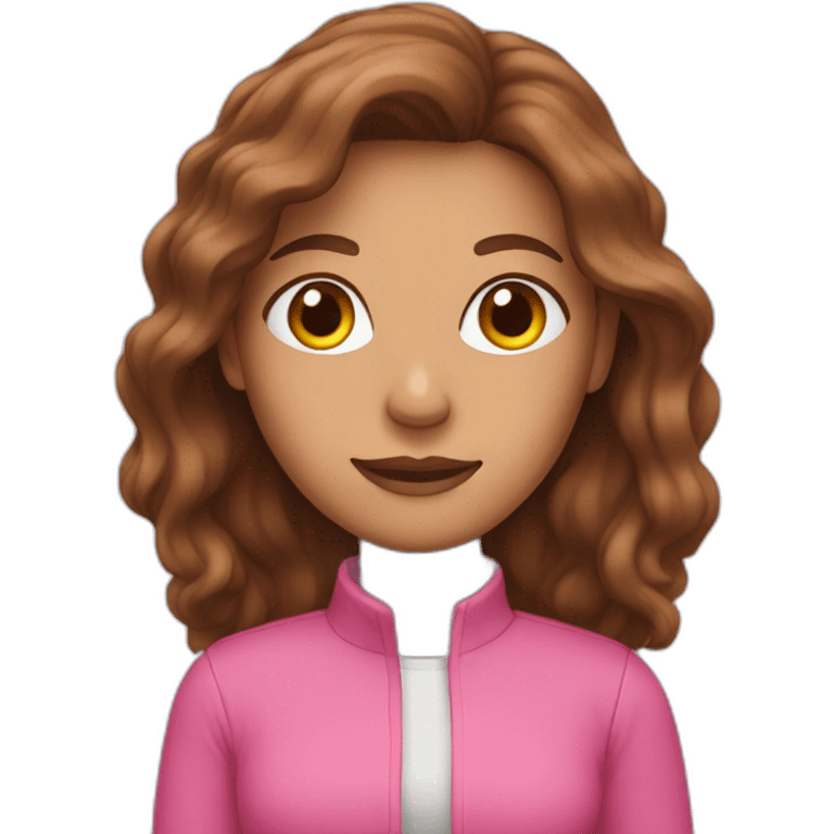 woman with brown long hair in pink emoji