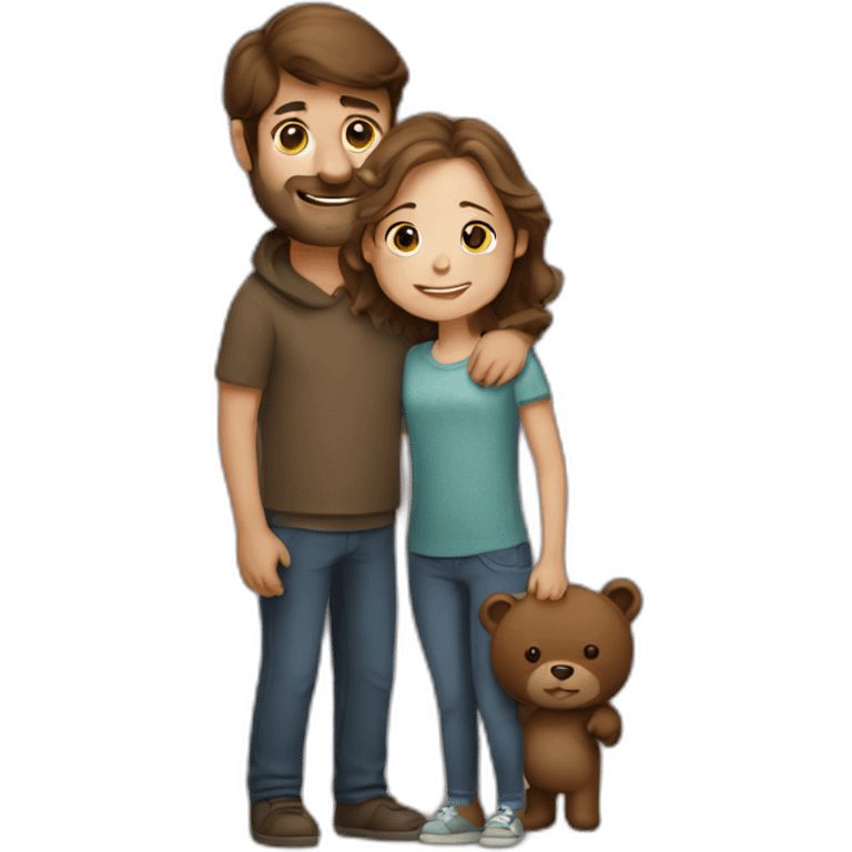 man with brown bear hugging girl with brown hair emoji