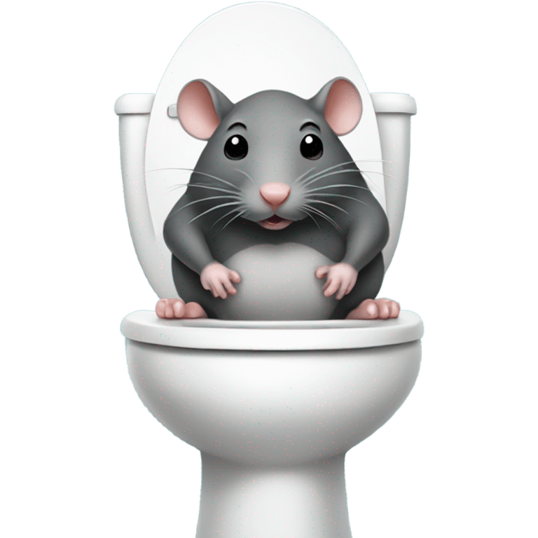 A chunky Rat sitting on a toilet emoji