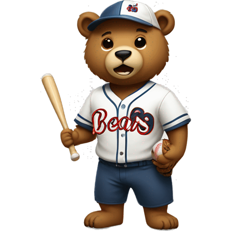 A bear playing baseball, and the word Bears on his clothes
 emoji