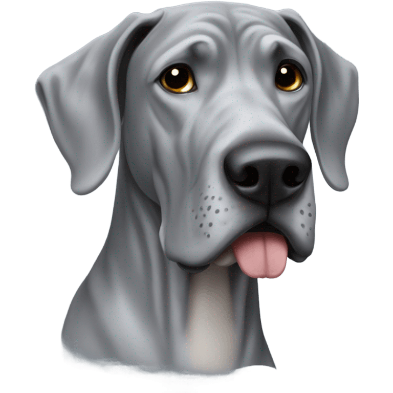 Grey great dane with human winter coat emoji