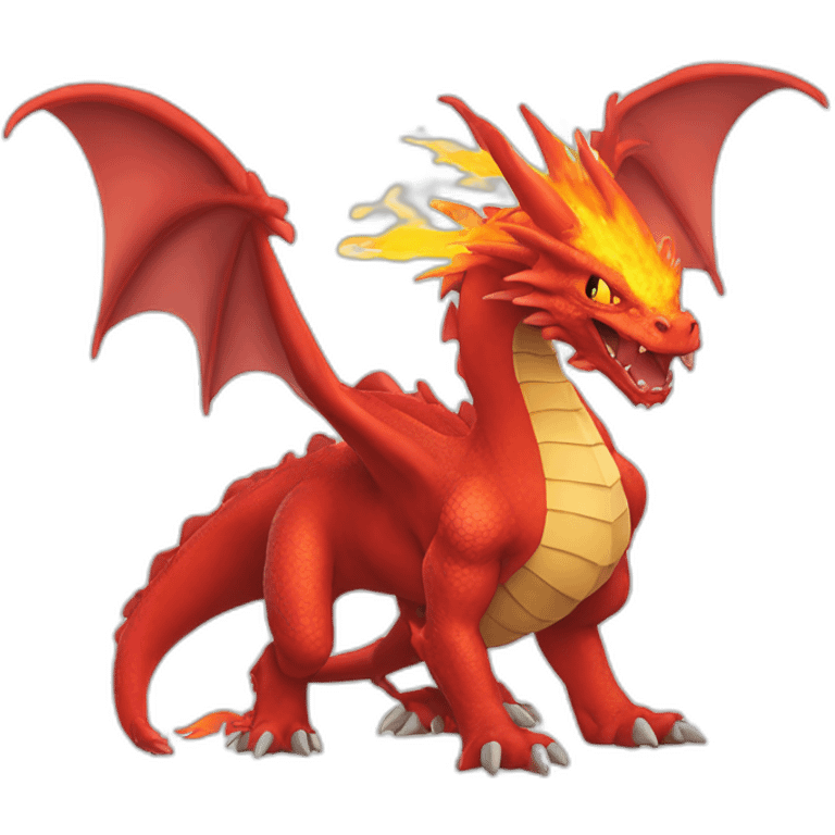 huge red Dragon Pokemon with fire four legs two arms emoji